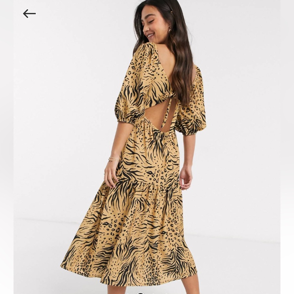 Animal print midi smock dress